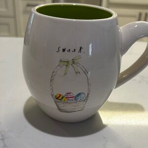 Rae Dunn White Mug with Easter Basket Design